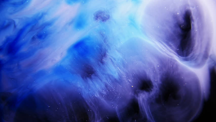 Blue Colorful Ink And Paint Liquid Reaction  Cosmos Nebula Background