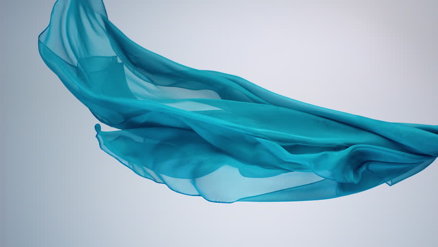 Green Transparent Fabric Flowing By Wind Slow Motion