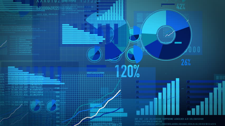 Futuristic Data Visualization And Analytical Interface With Graphs Charts And Digital Diagrams In Blue And Black Color SchemeLoop