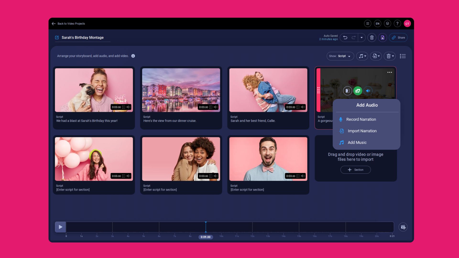 Add or Import Audio and Text into Your Story