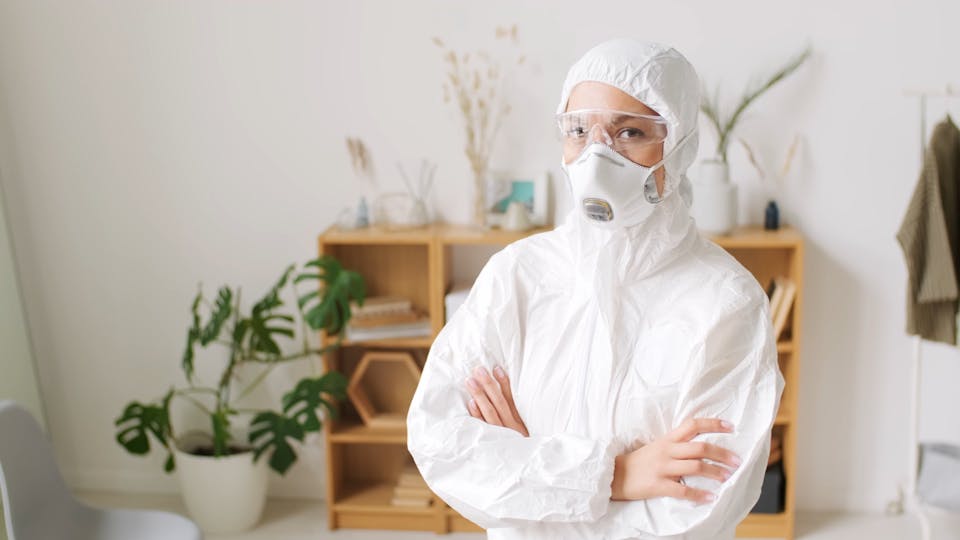 Mask Living Room Worker Confident