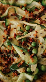 Delicious Gourmet Veggie Pizza With Peas