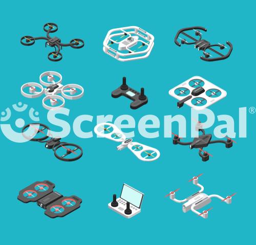 Different Isometric 3d Drones Aerial Delivery And Photo Robots Vector Set Aircraft Robot Control Propeller Wireless Illustration