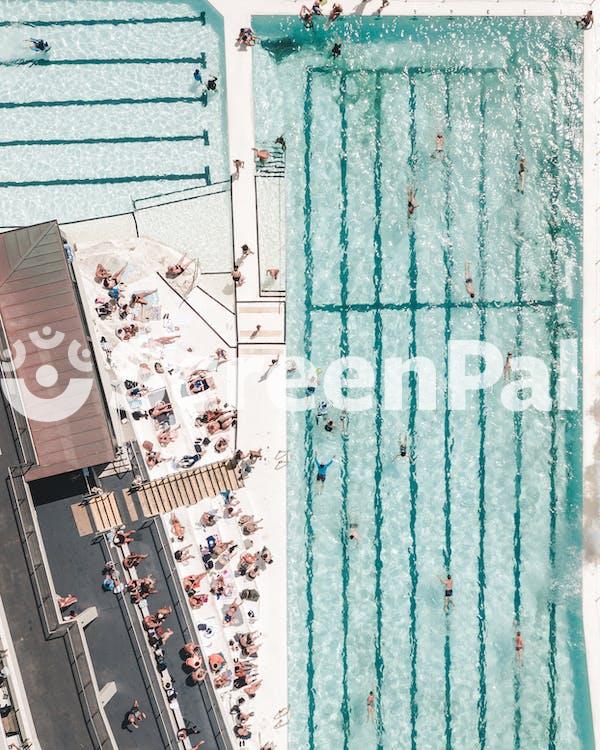 Drone Shot Of An Outdoor Swimming Pool