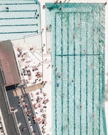 Drone Shot Of An Outdoor Swimming Pool