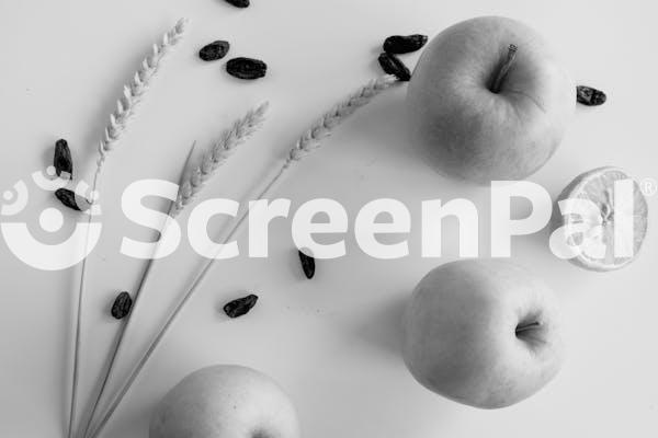 Monochrome Still Life With Apples And Lemon