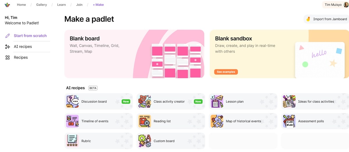 padlet activities