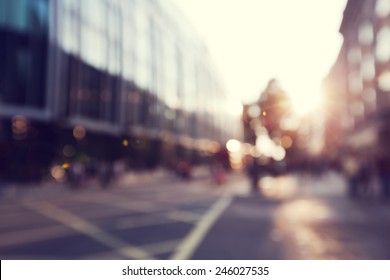 People In Bokeh Street Of London